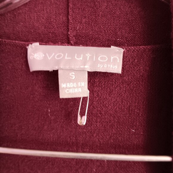 Evolution by Cyrus Women's Open Front Burgundy Cardigan Small - Picture 4 of 5